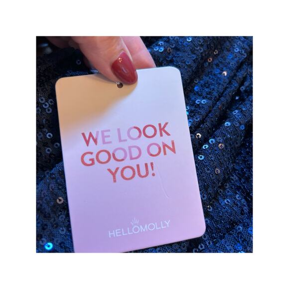 NWT - Hello Molly Navy Blue Sequined Gown - Size M - Picture 4 of 16